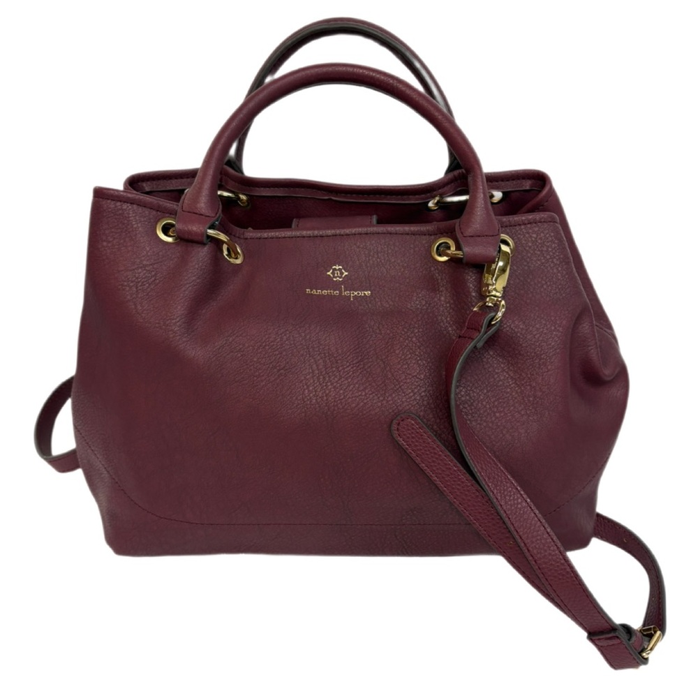 Nanette Lepore Burgundy Pebbled Vegan Leather Satchel Crossbody NWOT